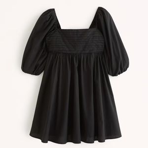 Abercrombie Emerson Ruched Black Puff Sleeve Mini Dress